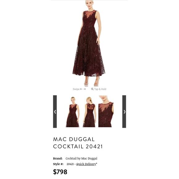 Mac Duggal  Embroidered High Neck Sleeveless Dress. $798. Size 12. H - Picture 4 of 5